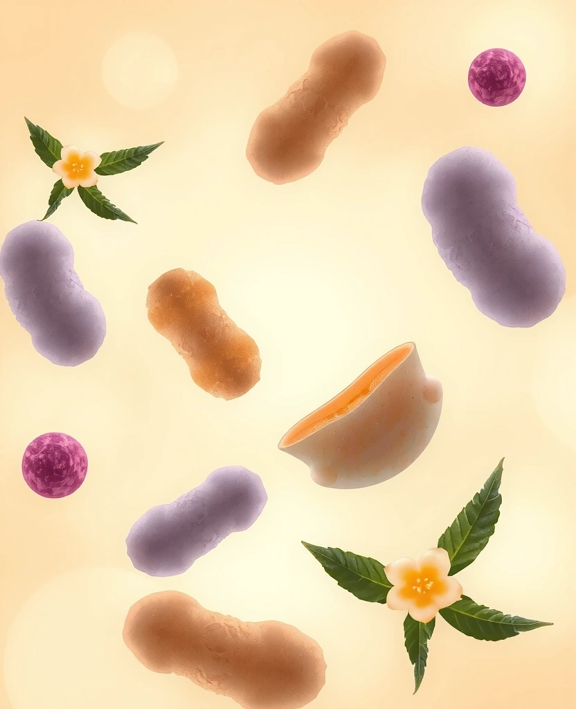 Illustration de probiotiques et plantes adaptogènes